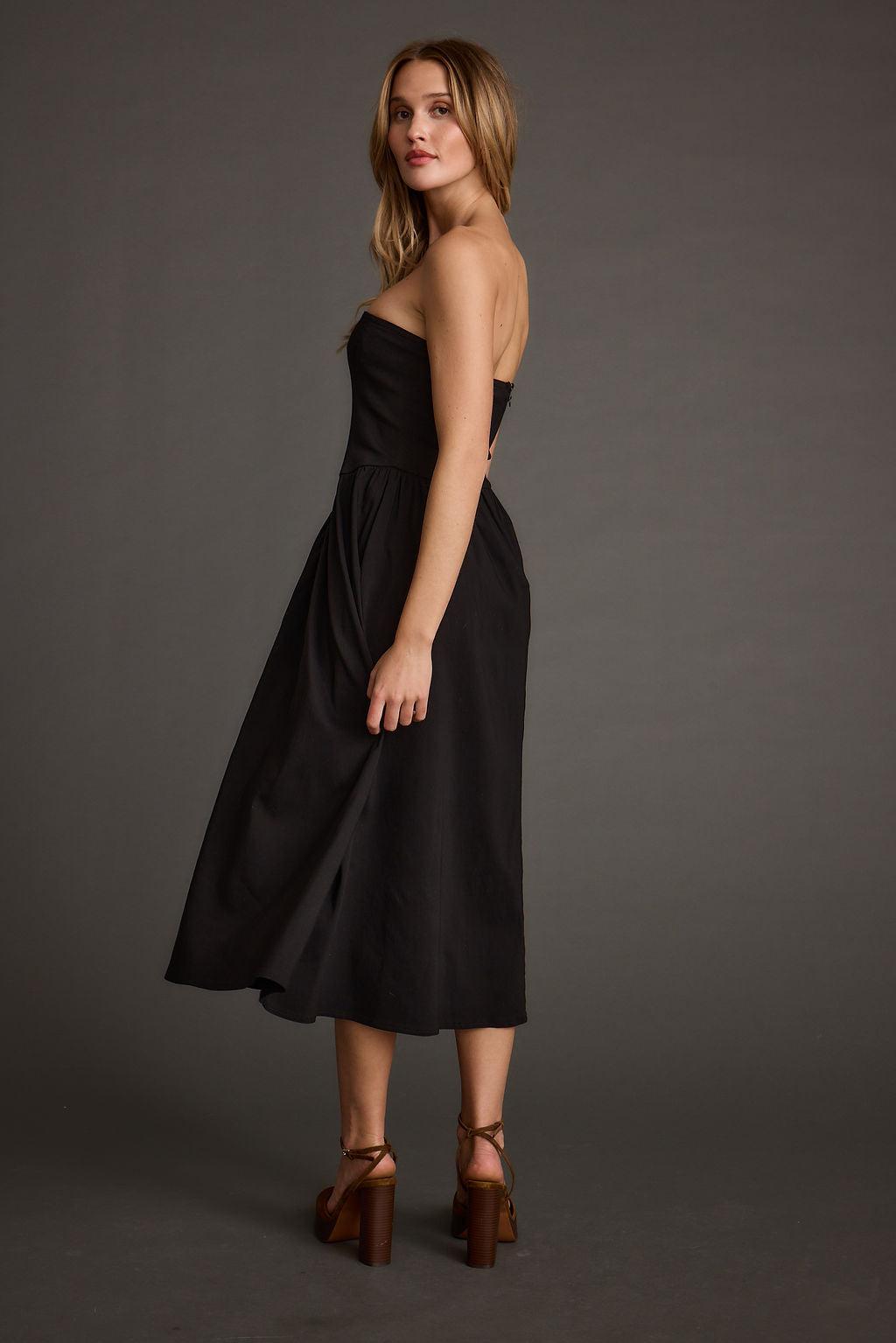 Blaire Strapless Drop Waist Midi Dress Product Image
