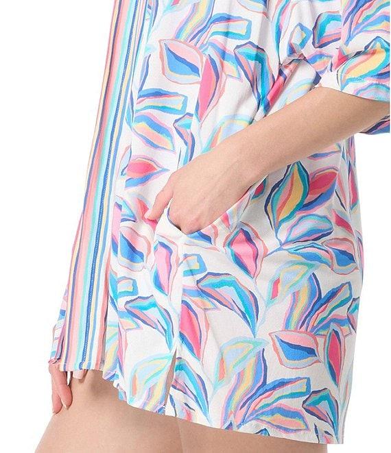 Beach House Harper Point Collar Drop Sleeves Button Front Shirt Swim Cover-Up Product Image