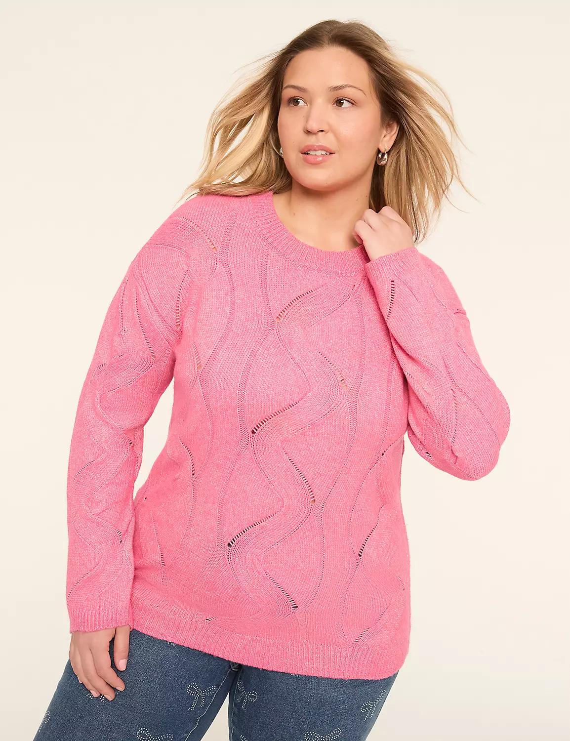 Relaxed Pointelle-Stitch Pullover Sweater Product Image
