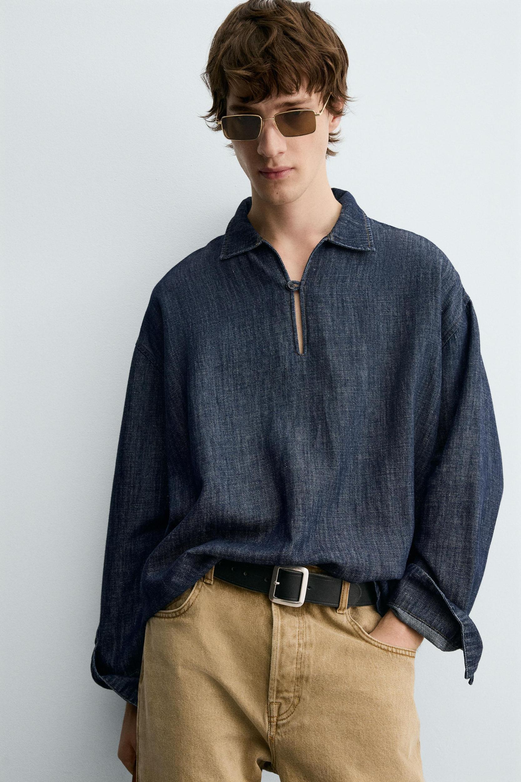 COTTON-LINEN DENIM SHIRT Product Image