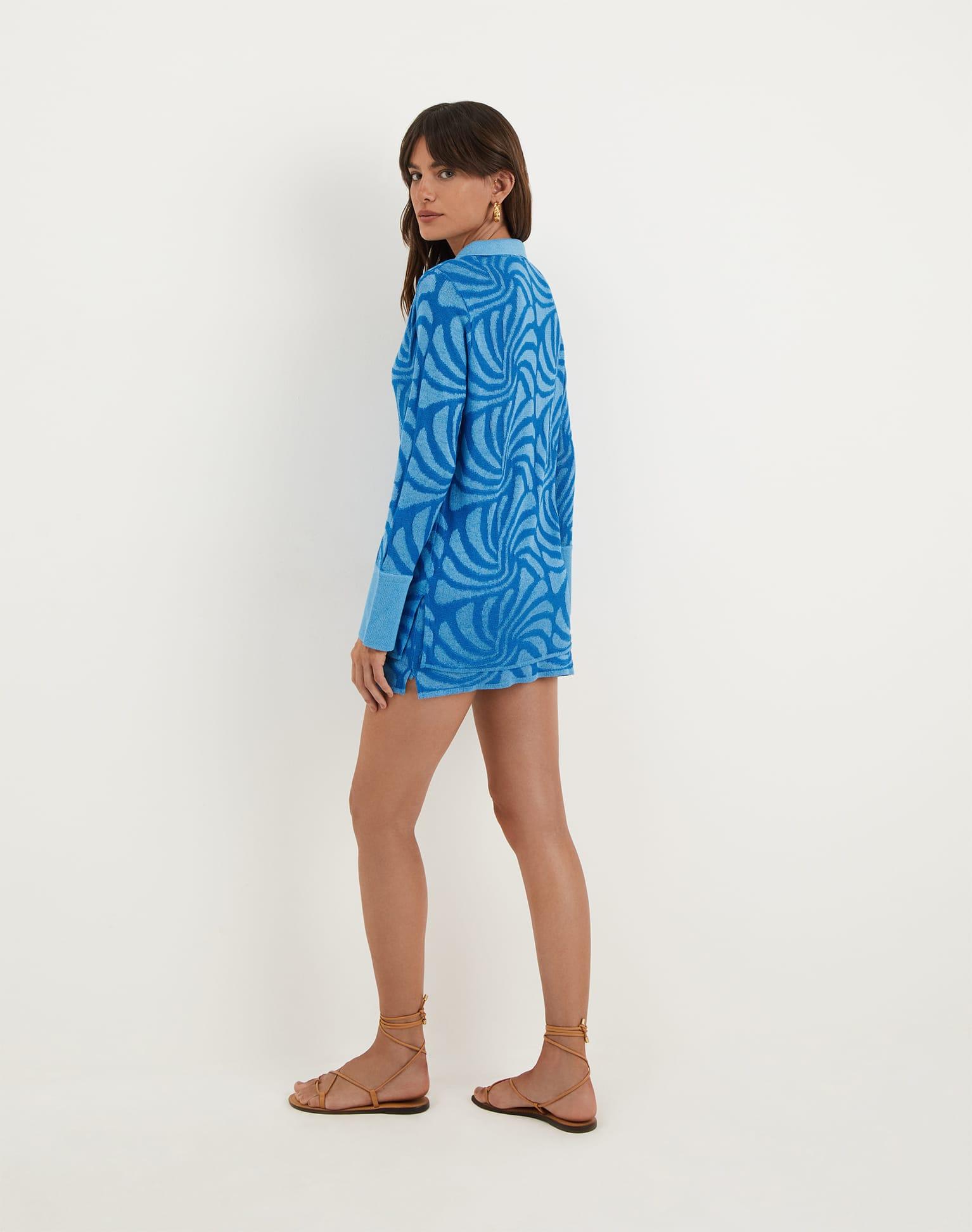 Jacquard Lara Blouse - Neptune Product Image