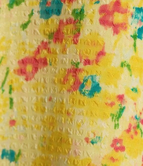 Investments Plus Size Riley Woven Sunshine Clustered Buds Cascading Ruffle V-Neck 3/4 Sleeve Top Product Image