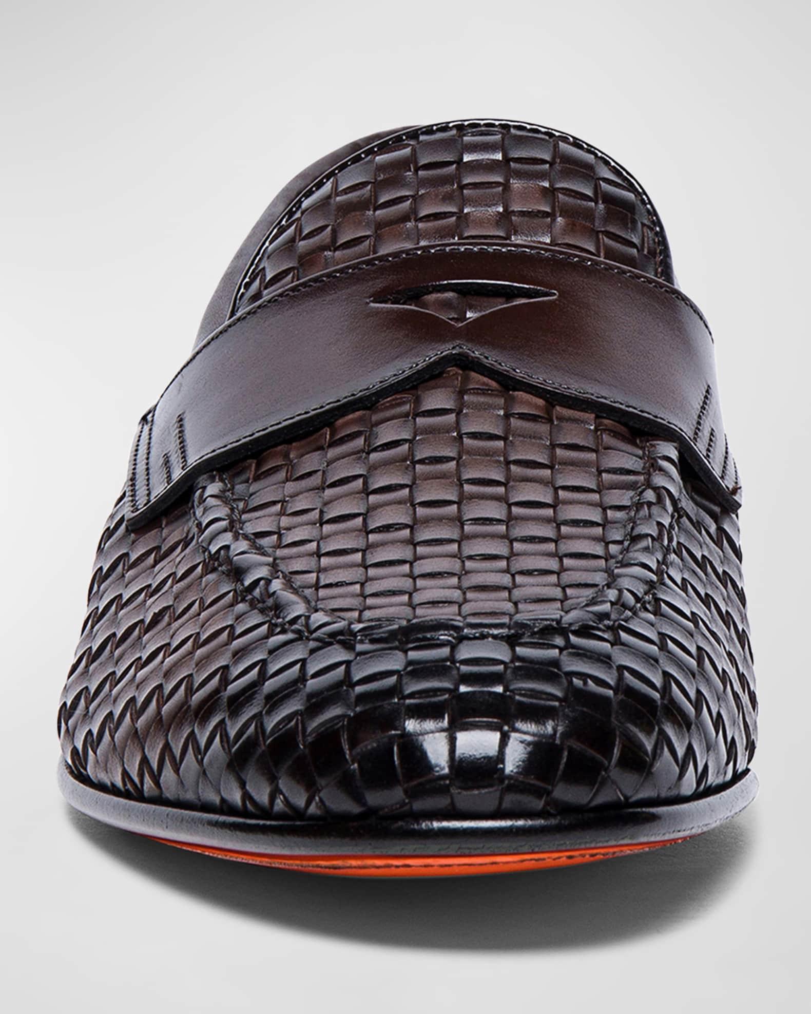 Men's Gwendal Woven Leather Penny Loafers Product Image
