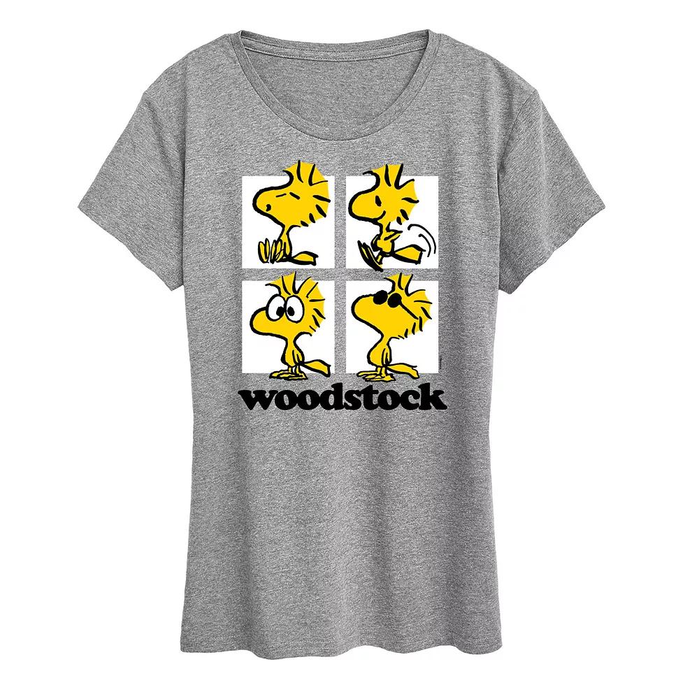 Women's Peanuts Woodstock Grid Graphic Tee,  Product Image
