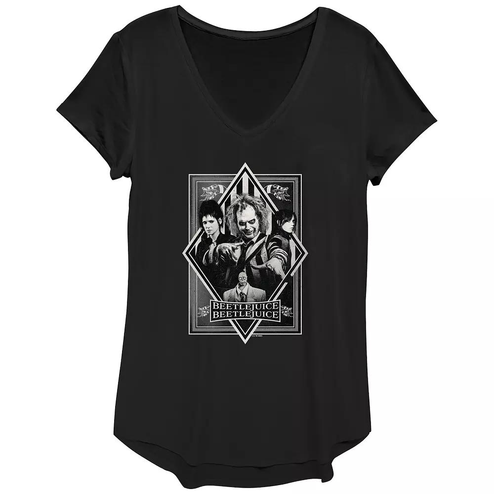 Women's Beetlejuice 2 Character Poster Graphic Tee, Size: XS, Black Product Image