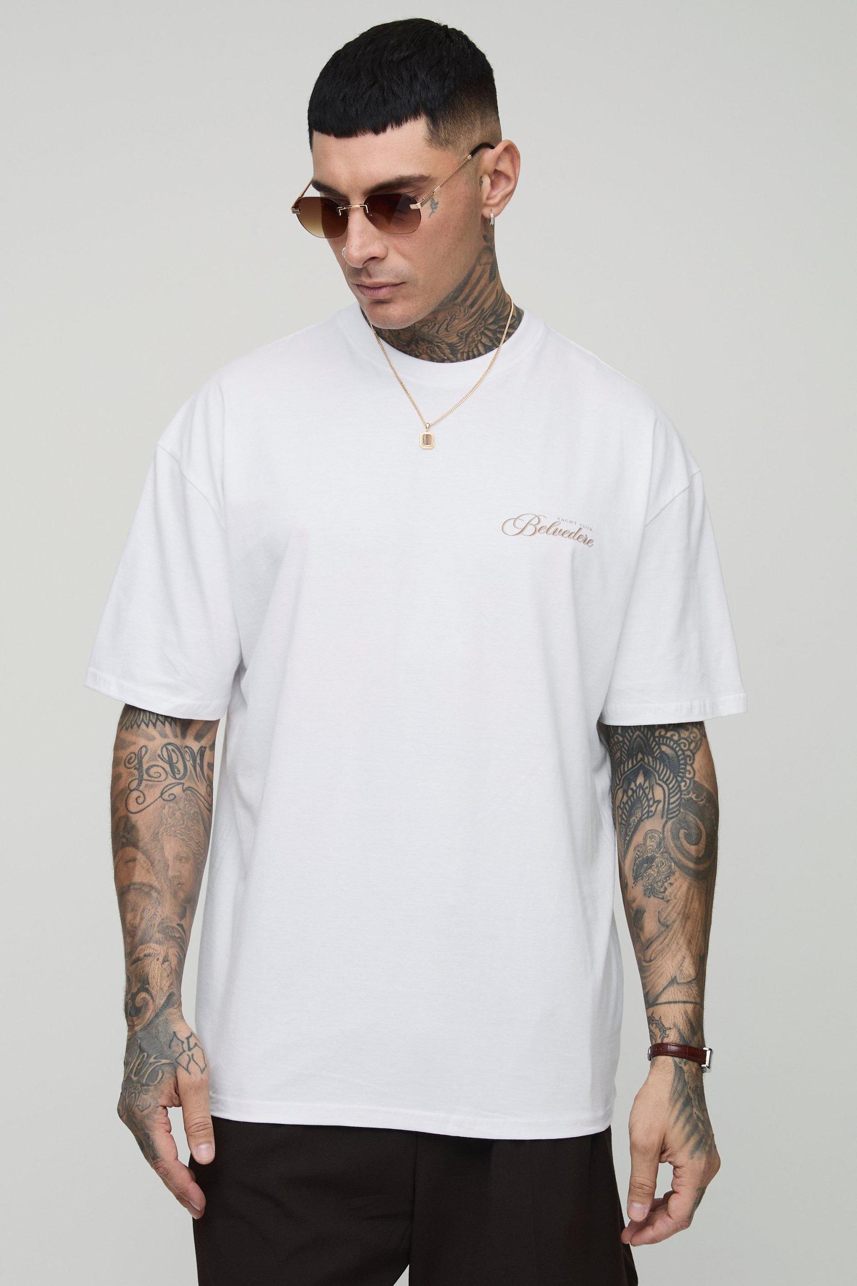 Tall Oversized Yacht Club Print T-Shirt | boohooMAN USA Product Image