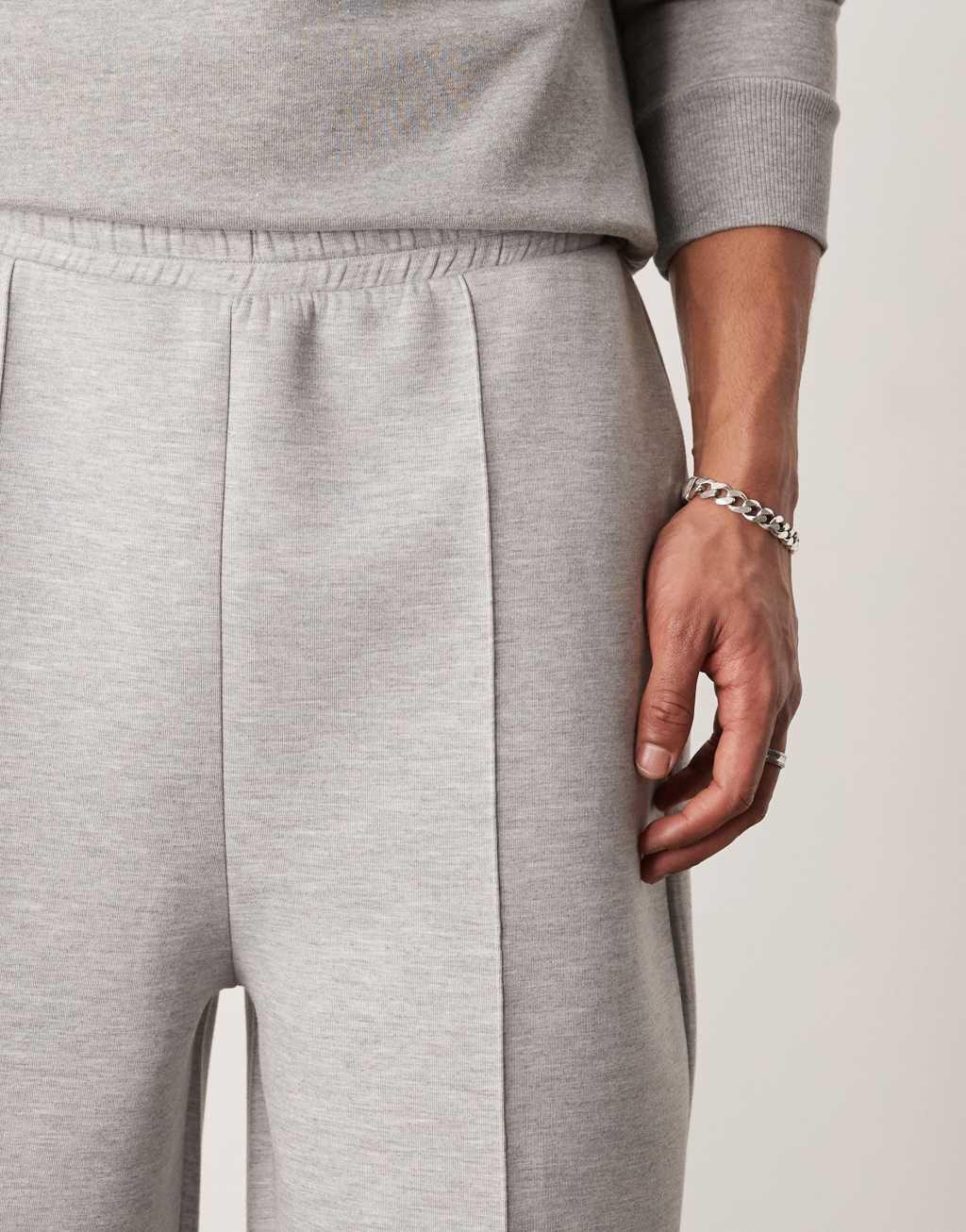 ASOS DESIGN scuba wide leg sweatpants with pintuck in gray Product Image