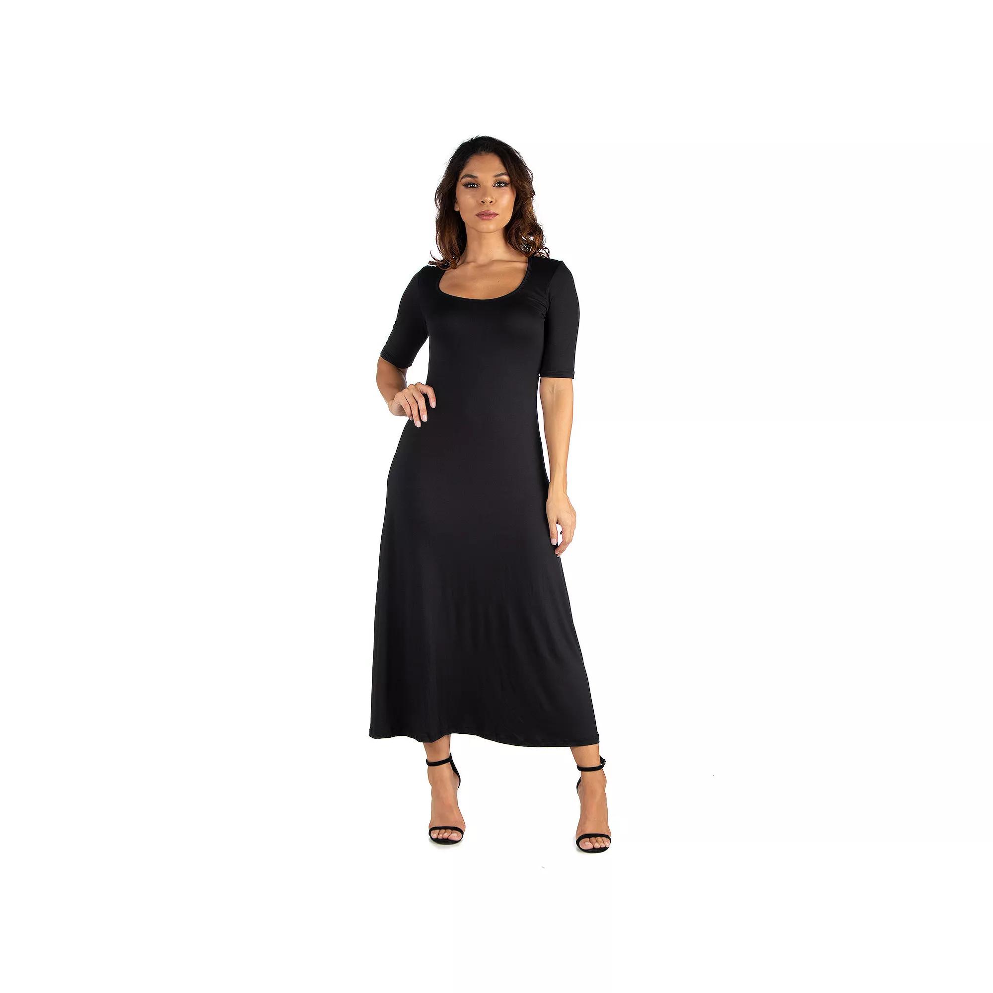 Women's 24seven Comfort Apparel Scoopneck Maxi Dress,  Product Image