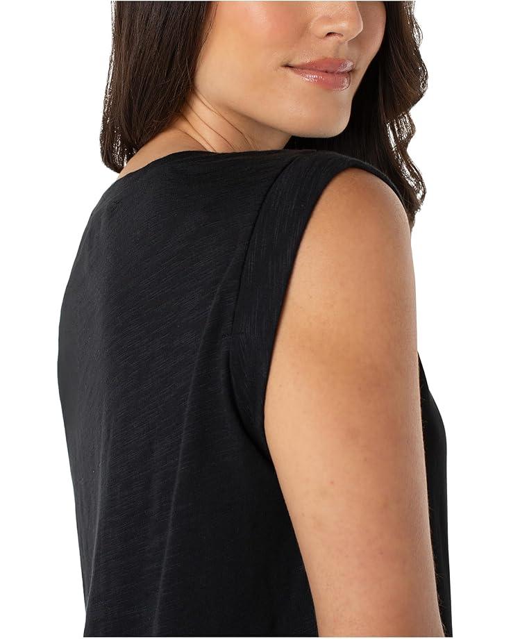 Petite Sleeveless Woven to Knit Top Product Image