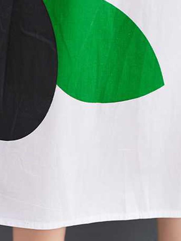 Loose Short Sleeves Buttoned Floral Printed Lapel Collar Midi Dresses Product Image