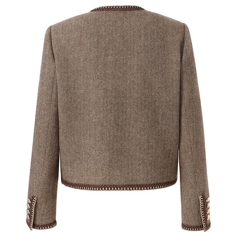 Retro Brown Washable Woolen Jacket Product Image