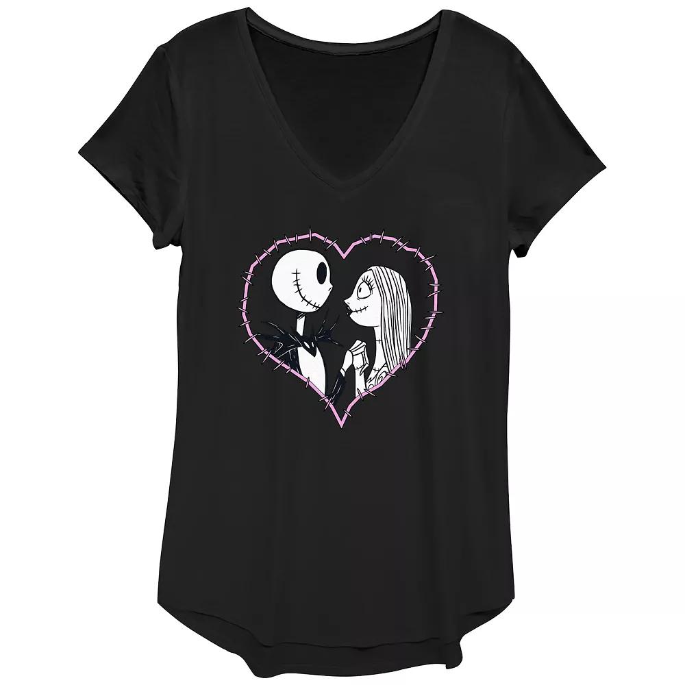 Women's Disney Nightmare Before Christmas Jack Sally Heart Graphic Tee, Girl's,  Product Image