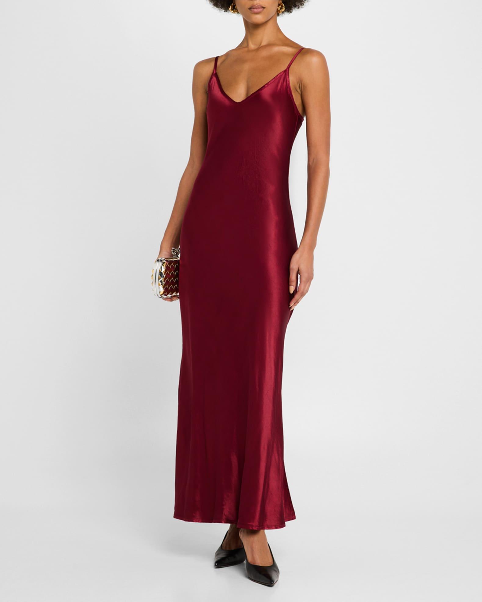 Bias-Cut Satin Slip Dress Product Image