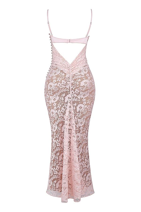 Azzurra  rose pink lace godet gown Product Image
