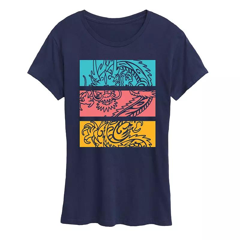 Women's Colorblock Dragon Graphic Tee,  Product Image
