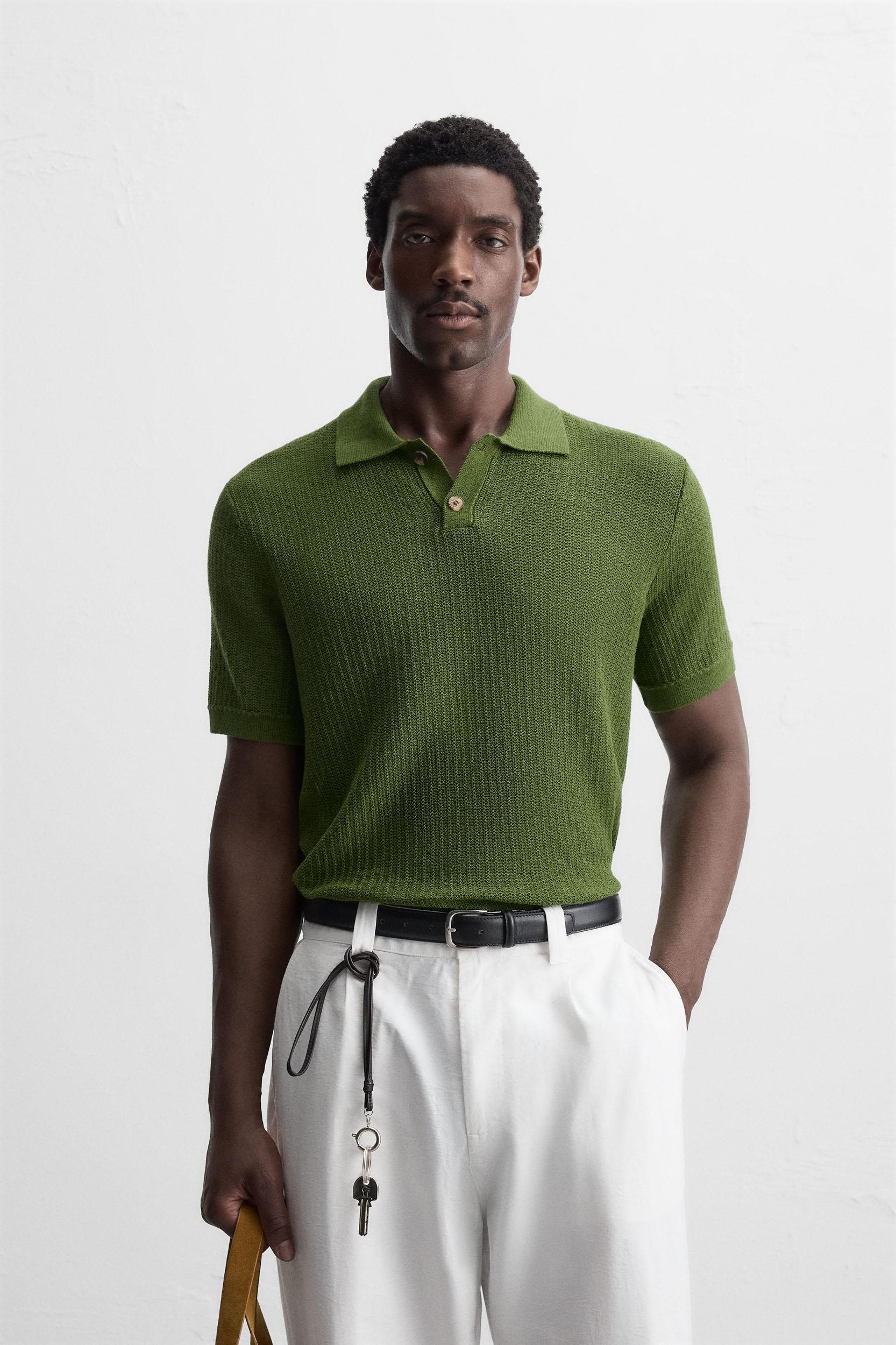 TEXTURED KNIT POLO SHIRT Product Image