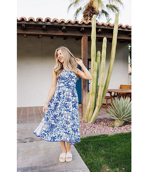 J.Marie Hayden V-Neck Sleeveless Ric Rac Trim Midi A-Line Dress Product Image