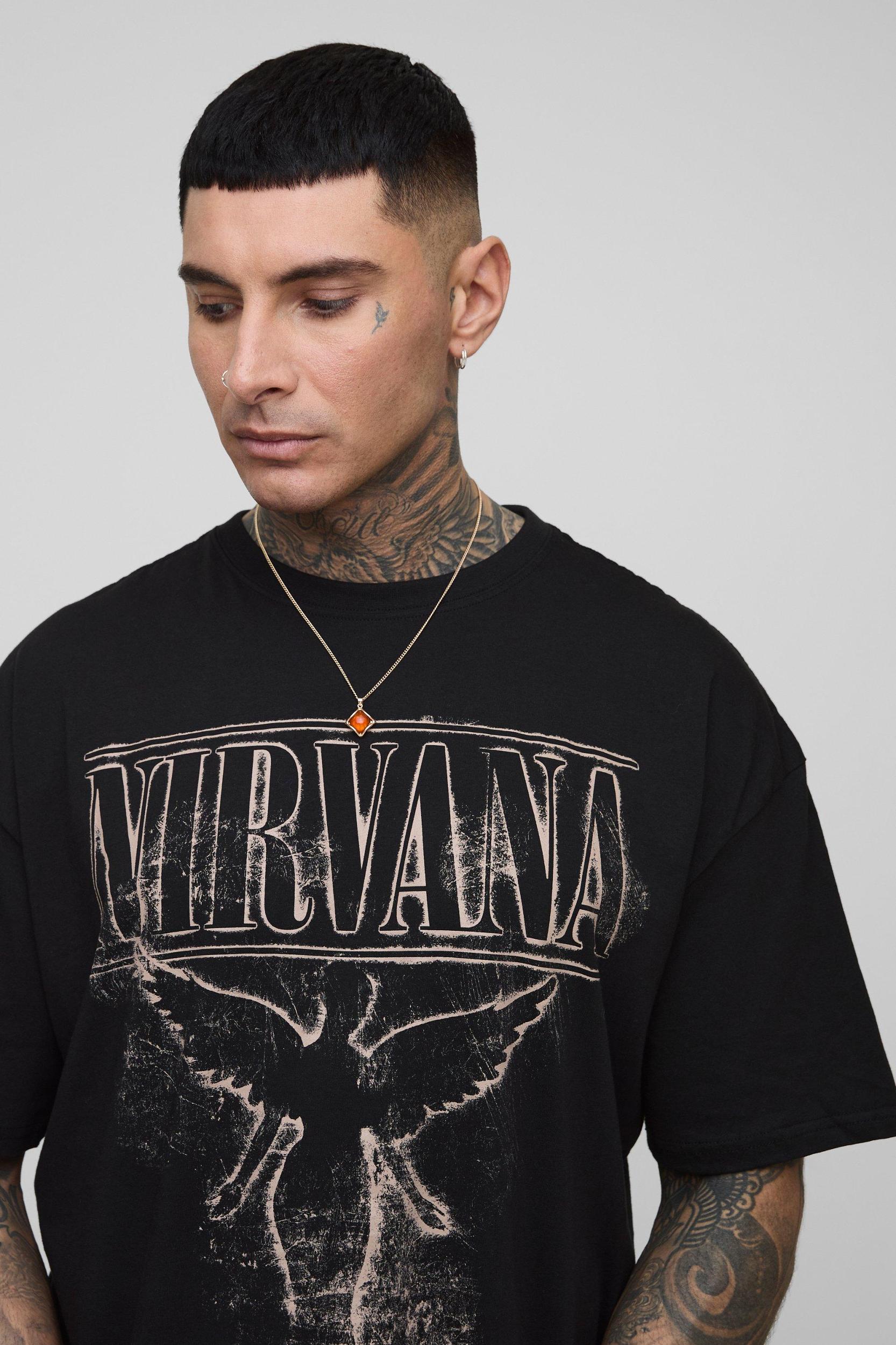 Tall Oversized Nirvana License Print T-Shirt | boohooMAN USA Product Image