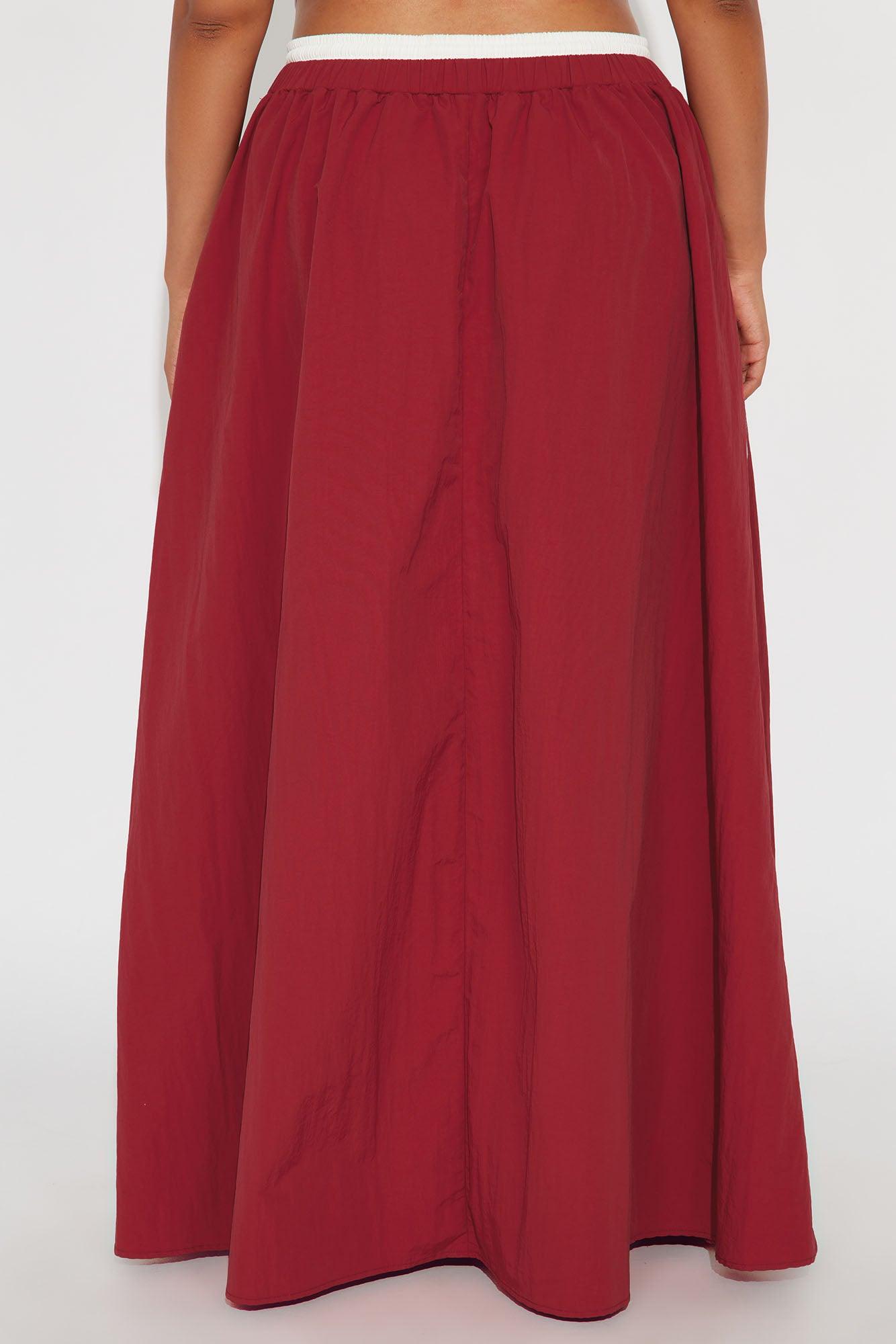 Sporty Gal Striped Maxi Skirt - Red Female Product Image