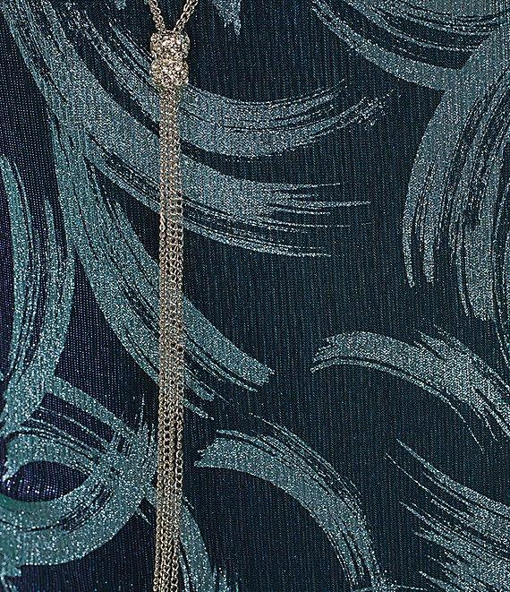 R & M Richards Plus Size 3/4 Sleeve Scoop Neck 3-Piece Foil Festival Crinkle Pant Set Product Image