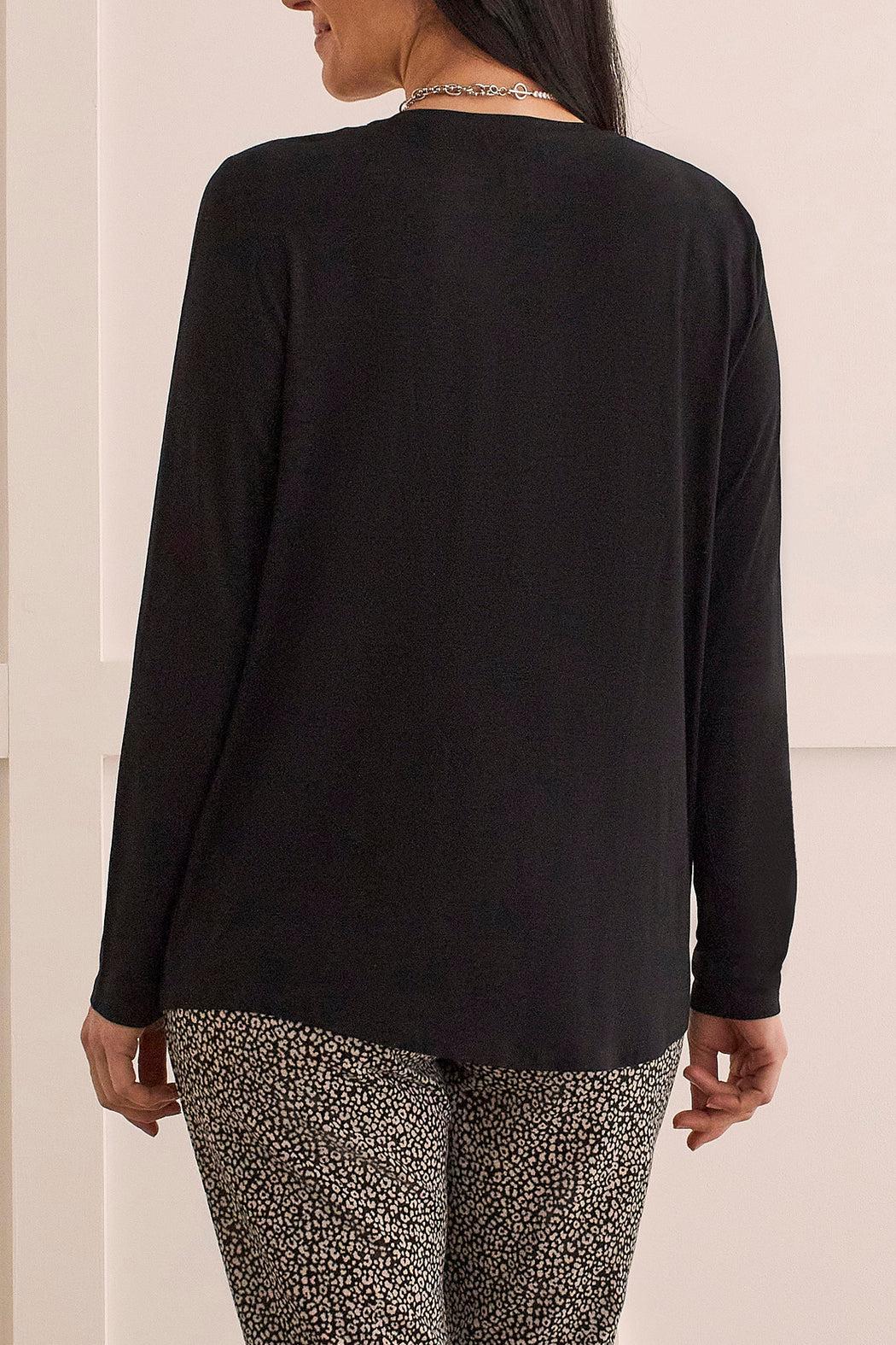 Black Jersey Pleated Top Product Image