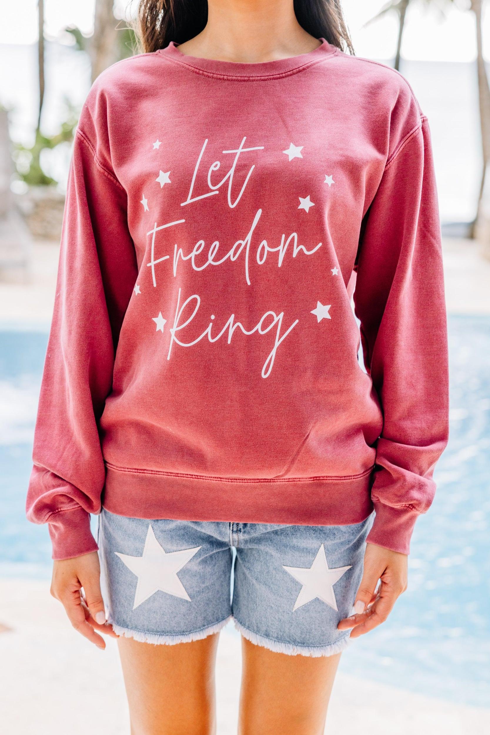 Comfort Colors: Let Freedom Ring Red Graphic Sweatshirt Female Product Image