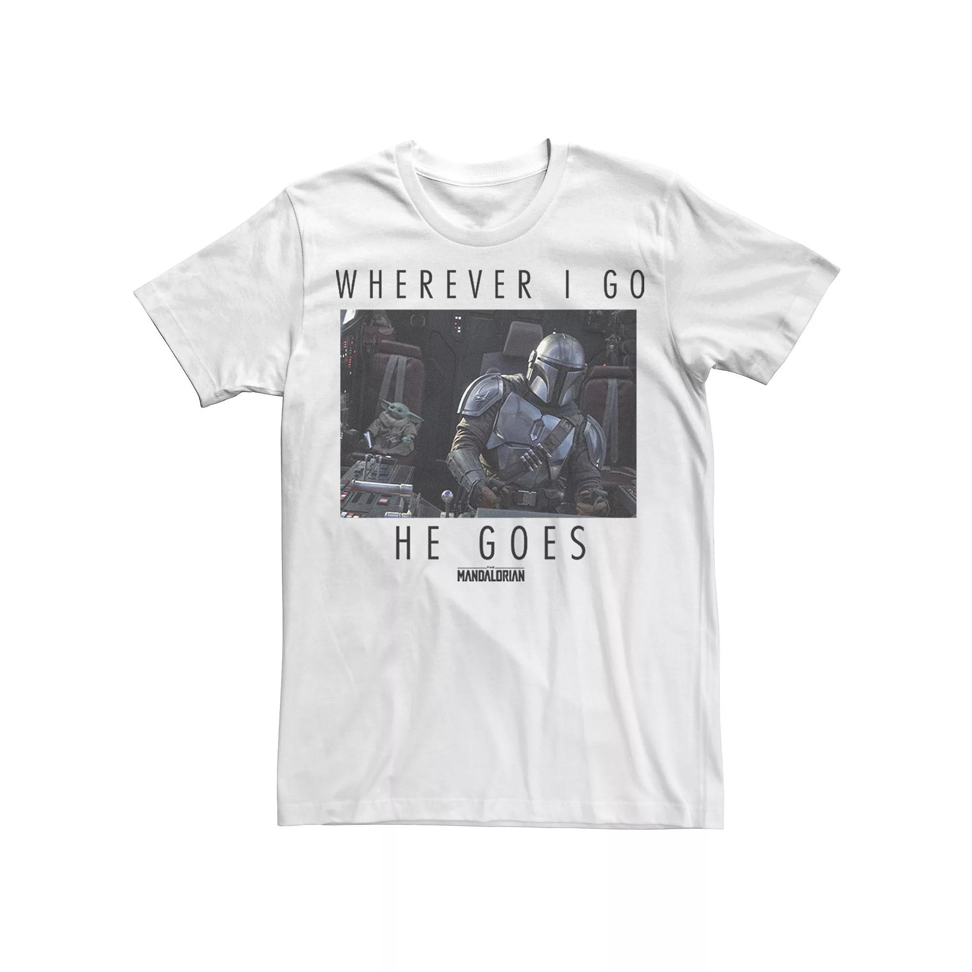 Men's Star Wars The Mandalorian Wherever I Go He Goes Poster Tee,  Product Image