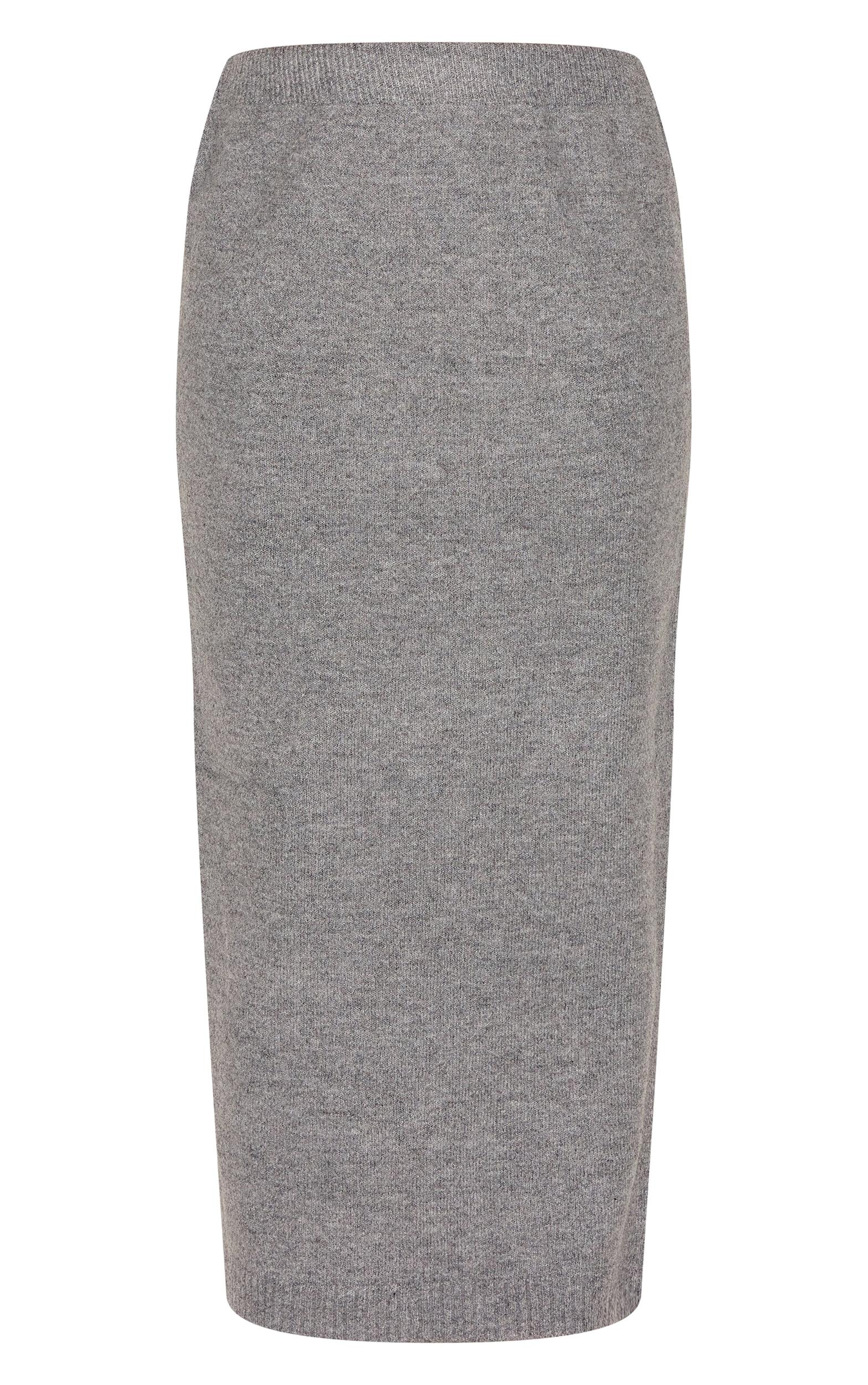 Plus Ash Grey Melange Soft Knit Maxi Skirt Product Image