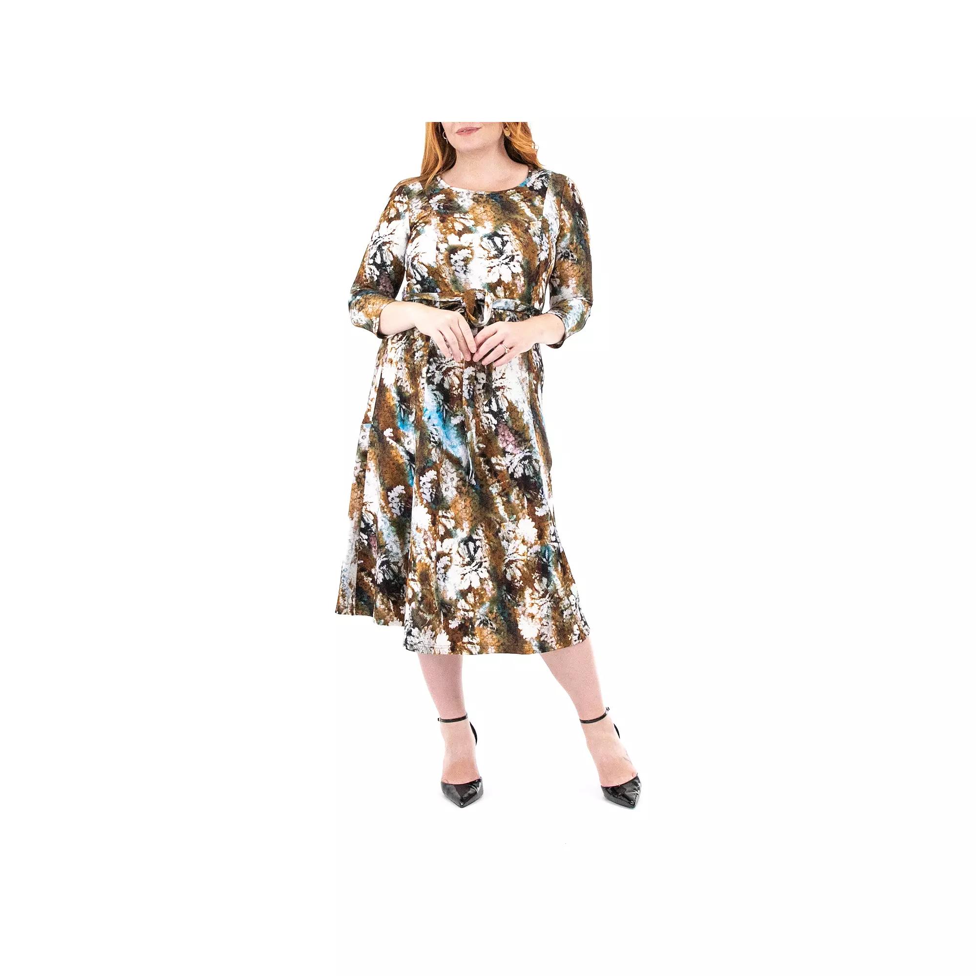 Women's Nina Leonard Sylvia Print Midi Dress,  Product Image