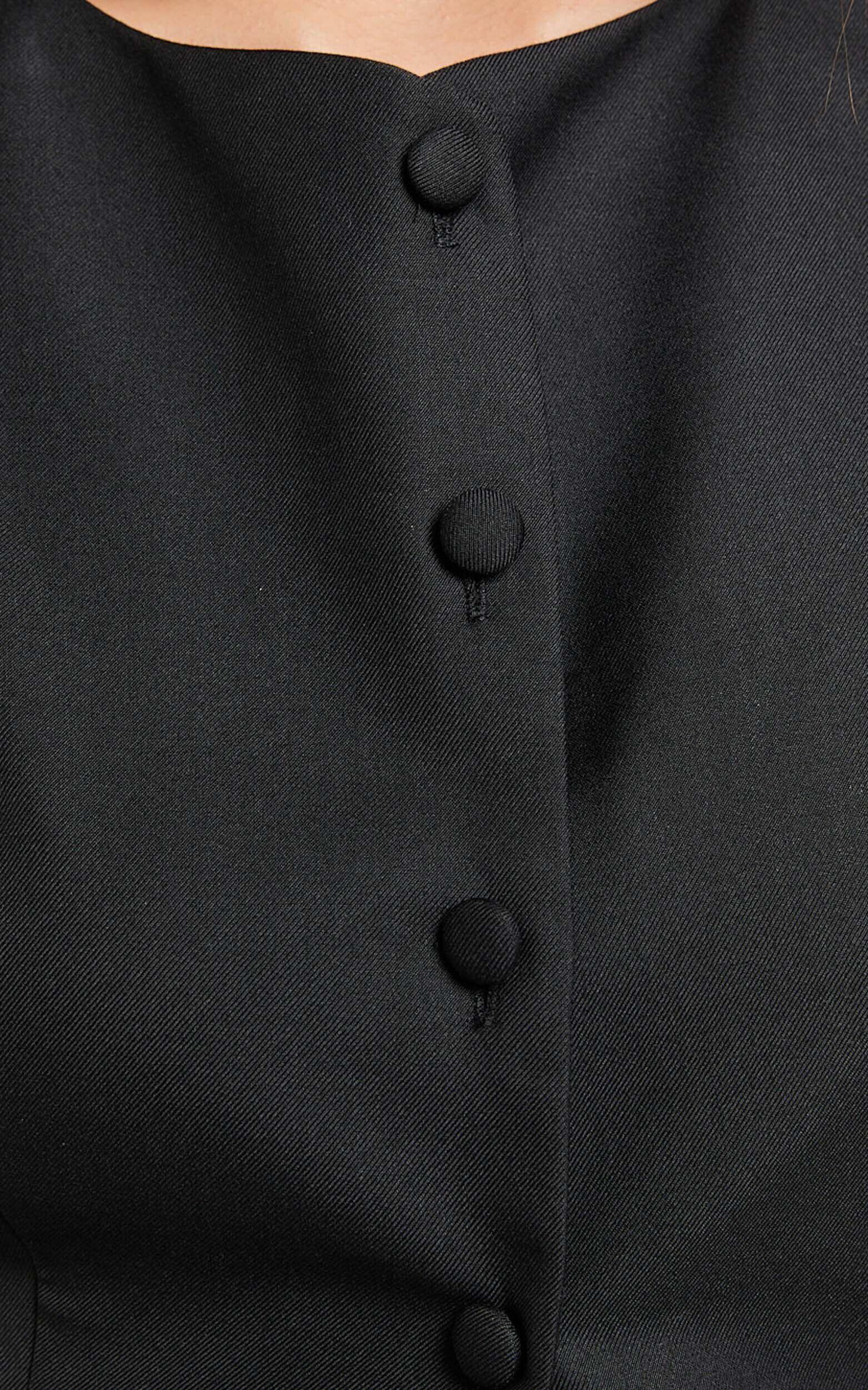 Desi Top - Longline Crew Neck Vest Top in Black Product Image