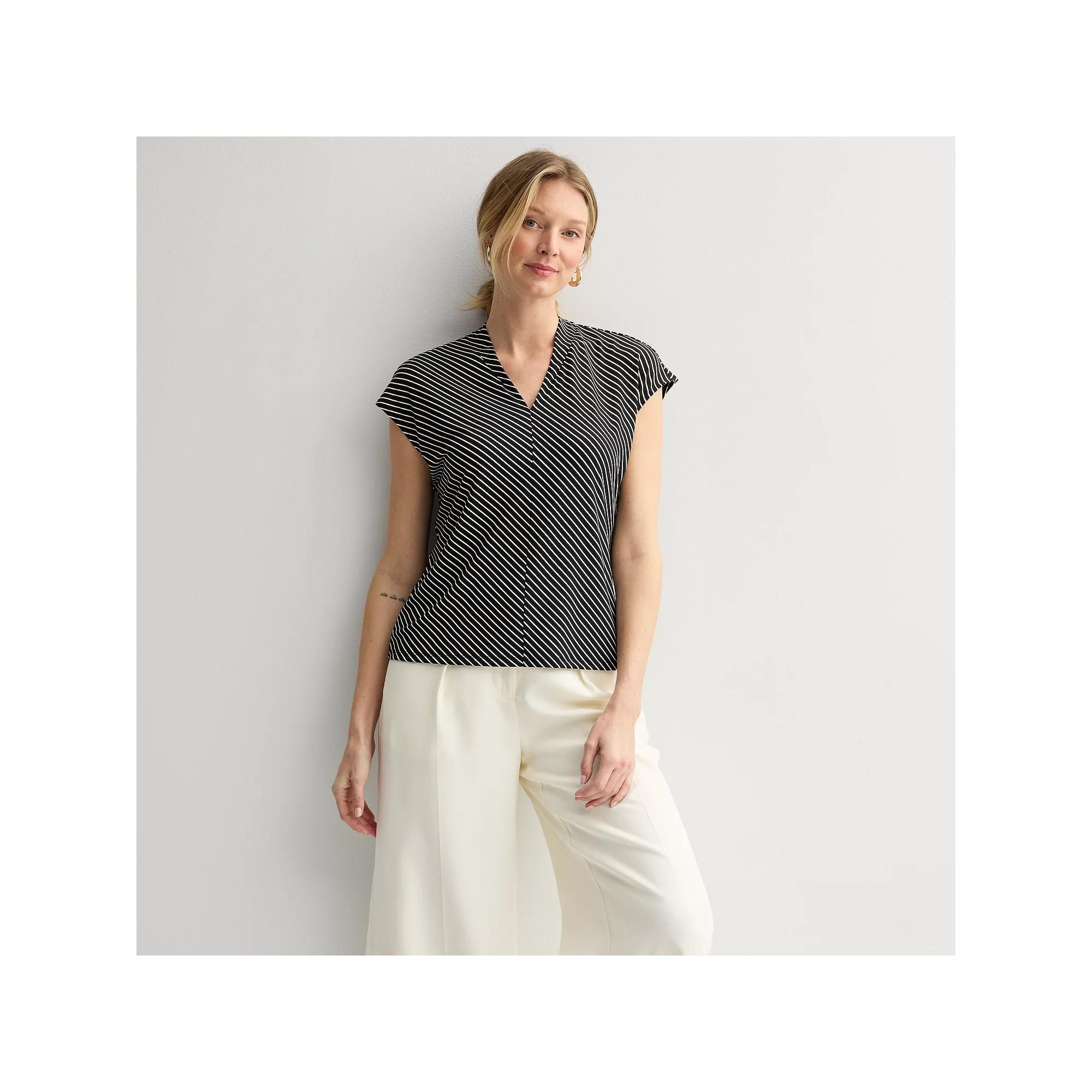 Women's Nine West Dolman V-Neck Knit Top, Size: XXL, Black Eli Diagonal Product Image