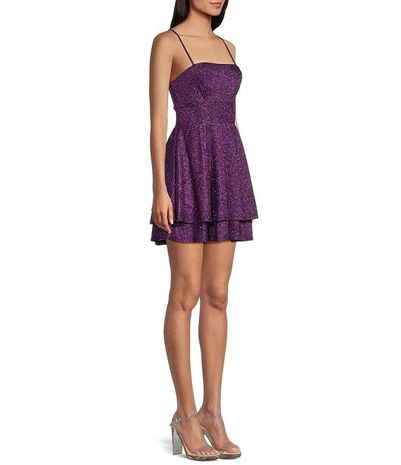 City Vibe Square Neck Layered Skater Dress Product Image