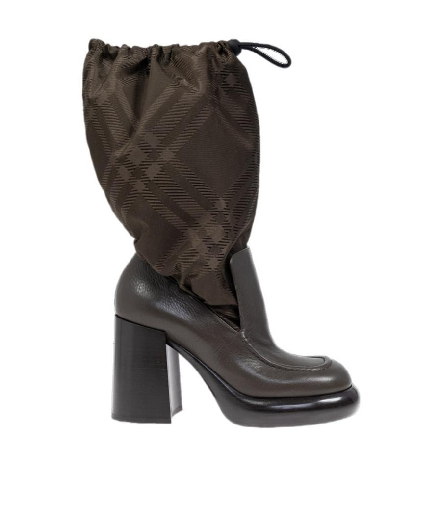 BURBERRY Leather And Nylon Blend Wedge Boots In Multicolor Product Image