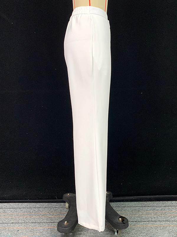 High Waisted Loose Solid Color Pants Trousers Product Image