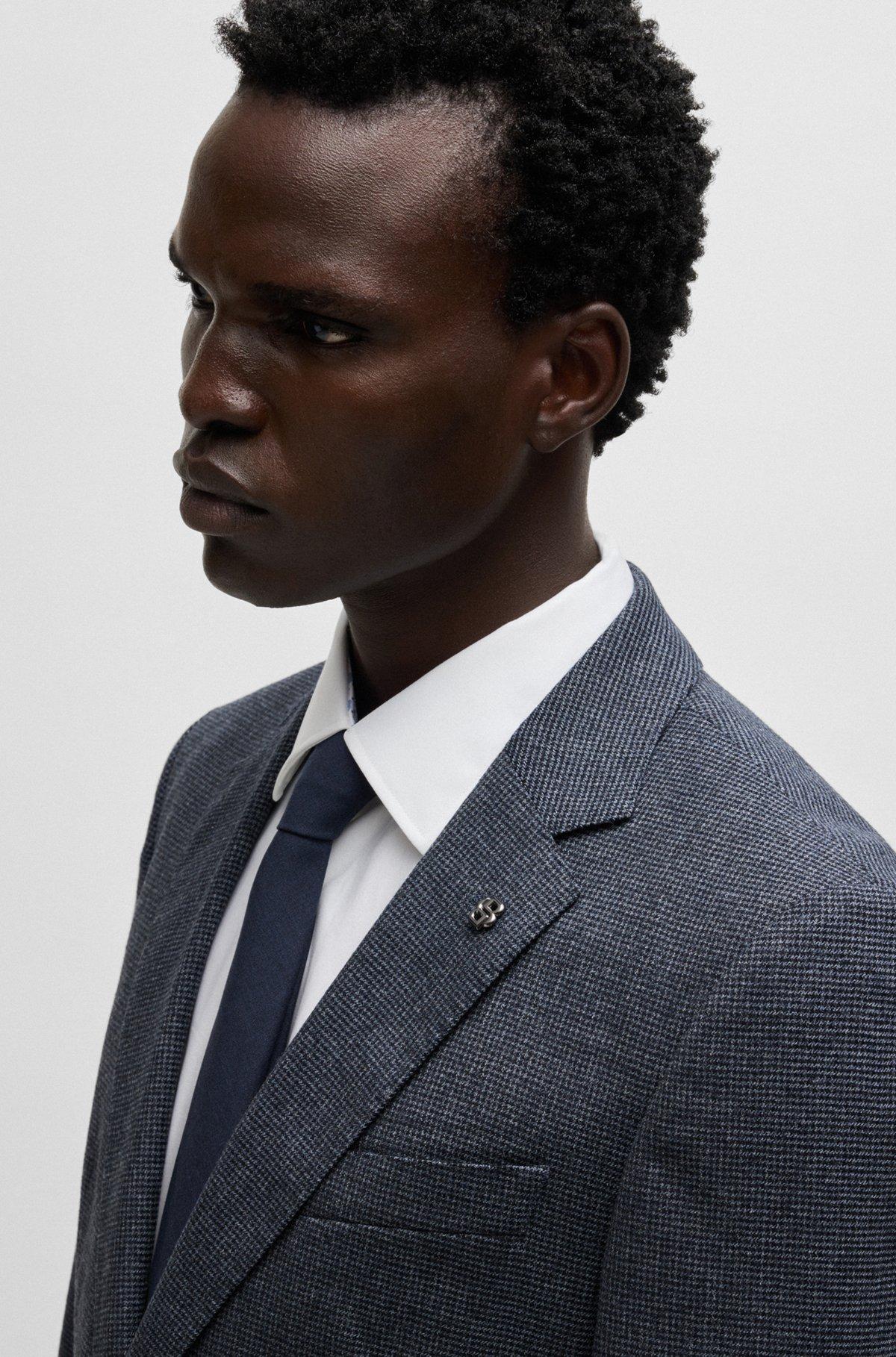 Slim-fit jacket in micro-patterned stretch wool Product Image