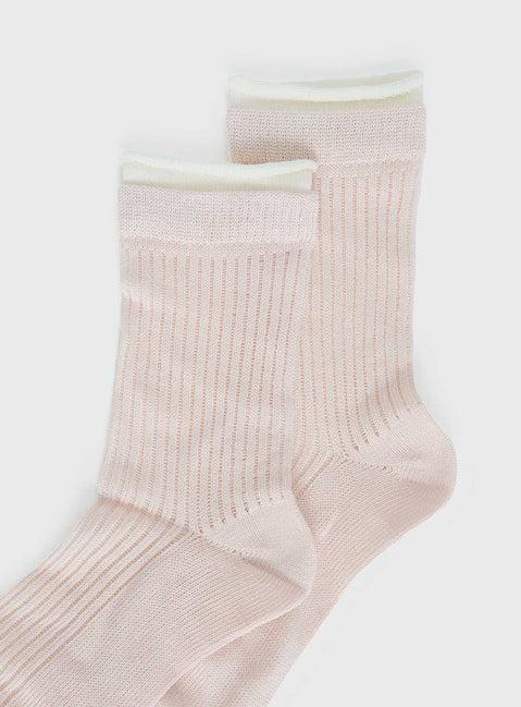 Daliar Contrast Trim Socks Pink Product Image