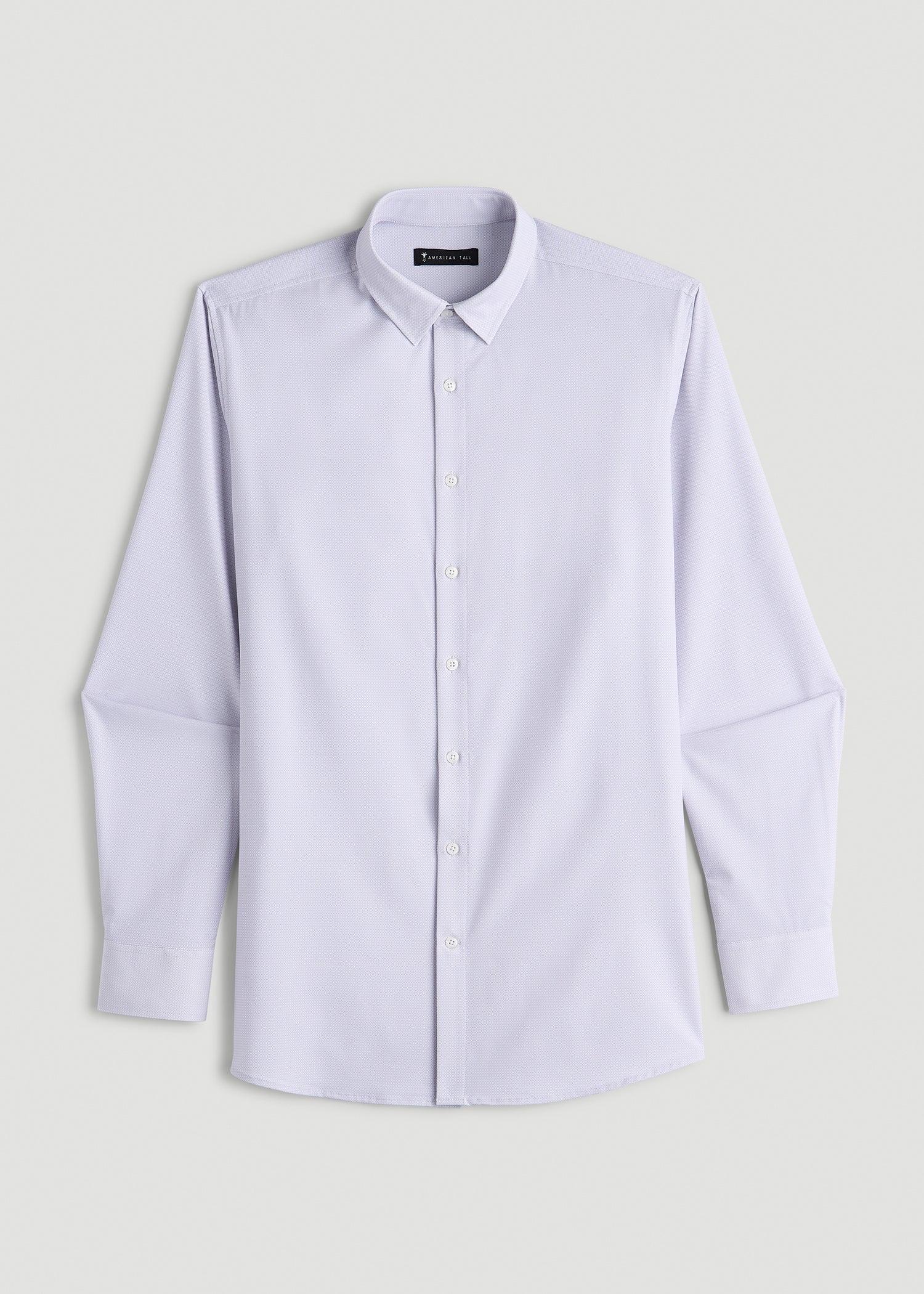 Traveler Stretch Dress Shirt for Tall Men in Light Violet Geometric Male Product Image