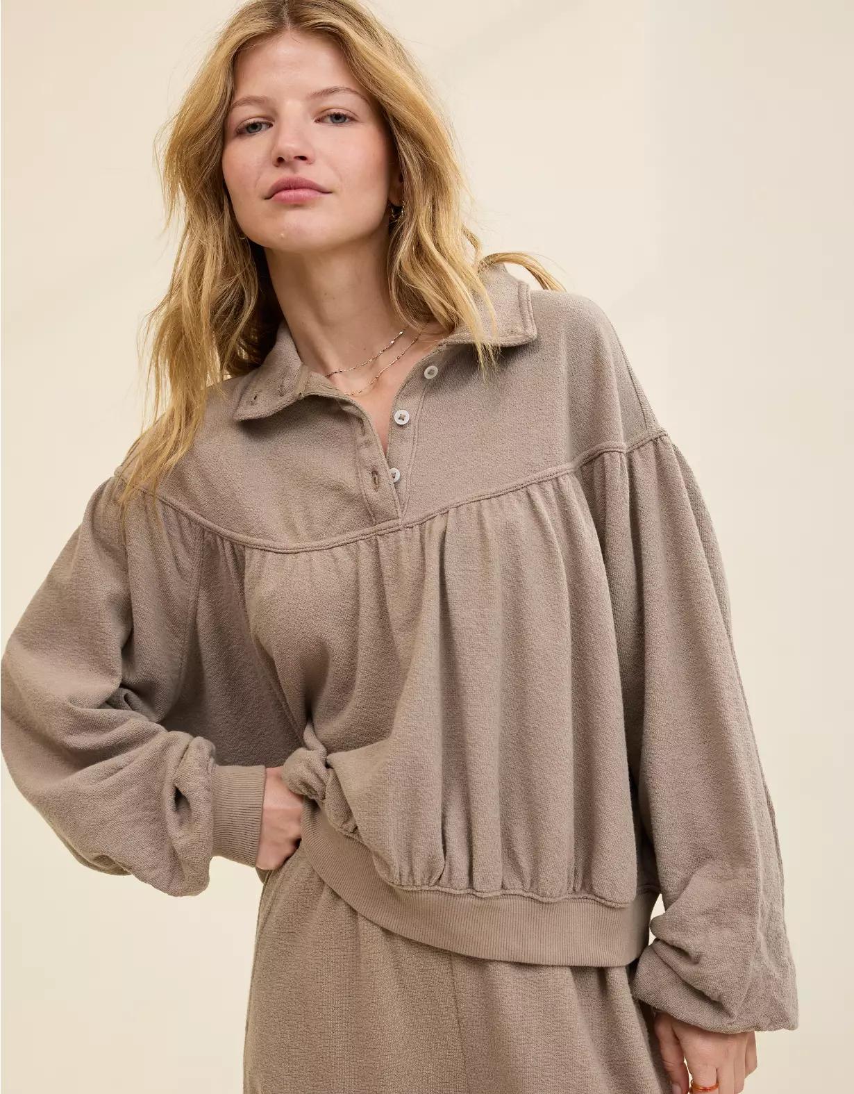 Aerie Soft Life Button Sweatshirt Product Image