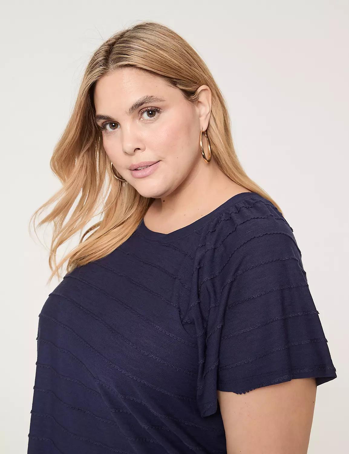 Shirred Flutter-Sleeve Trim-Detail Top Product Image