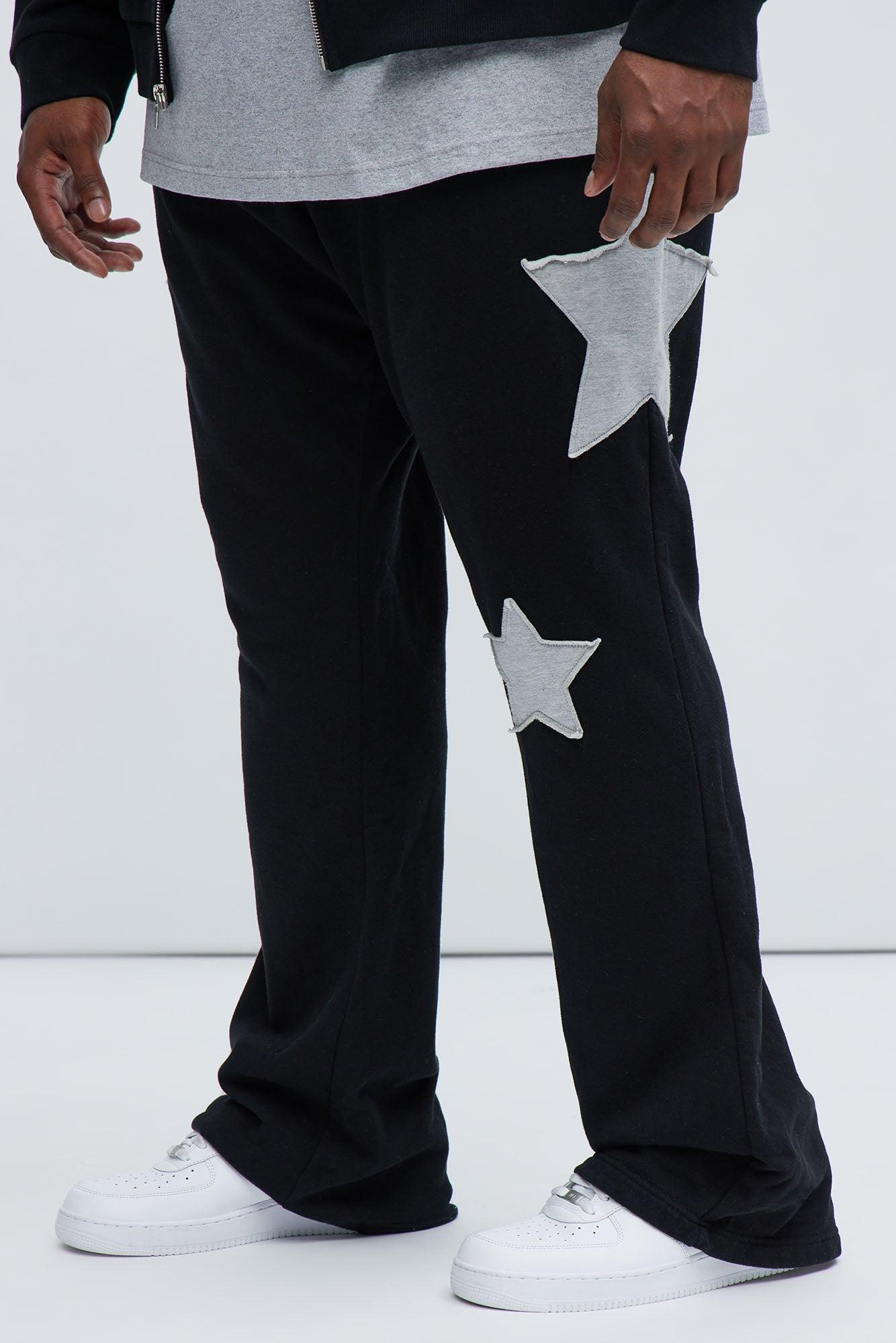 Tyson Stars Skinny Flared Sweatpants - Black Product Image