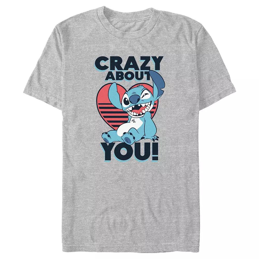 Disney's Lilo & Stitch Crazy About You Stitch Big & Tall Graphic Tee, Men's, Size: 4XL, Athletic Grey Product Image
