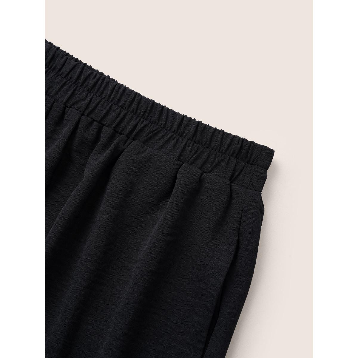 Plus Size Laser Cut Elastic Waist Wide Leg Pants Women Black Timeless Wide Leg High Rise Elegant Pants BloomChic 28/5X Product Image