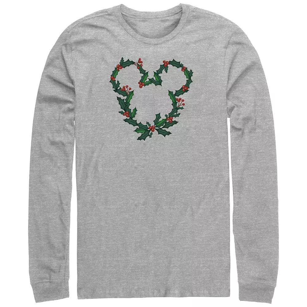 Disney's Mickey Mouse Christmas Wreath Design Big & Tall Long Sleeve Graphic Tee, Men's,  Product Image