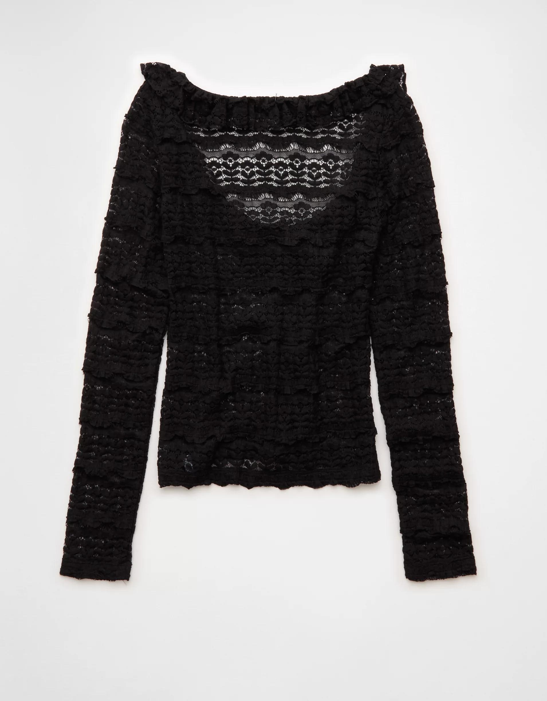 AE Ruffle Neck T-Shirt Product Image