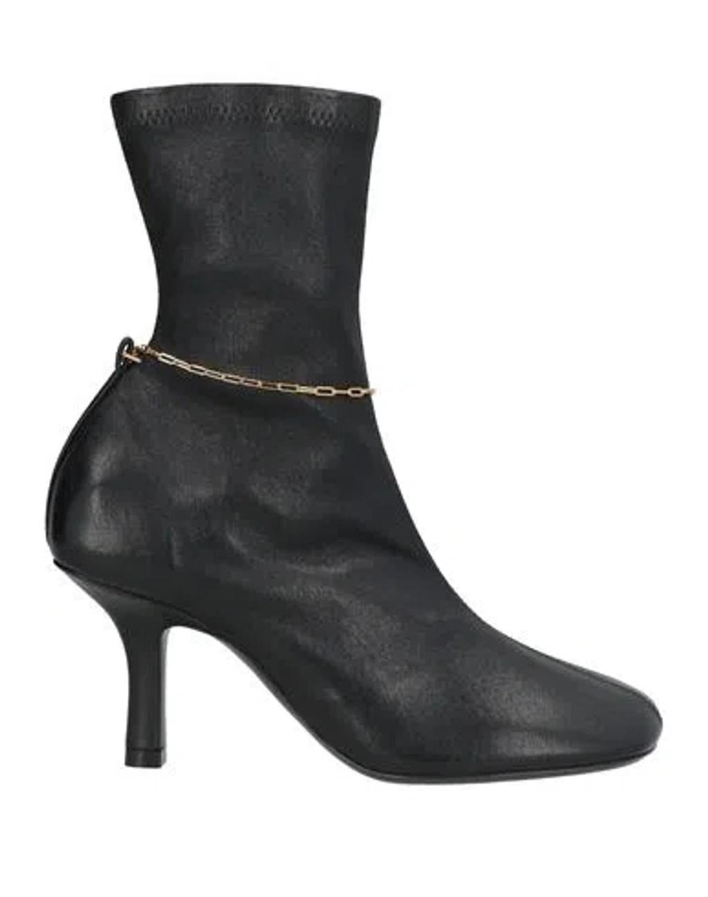 BURBERRY Leather Ankle Boots Chain Detail In Black Product Image