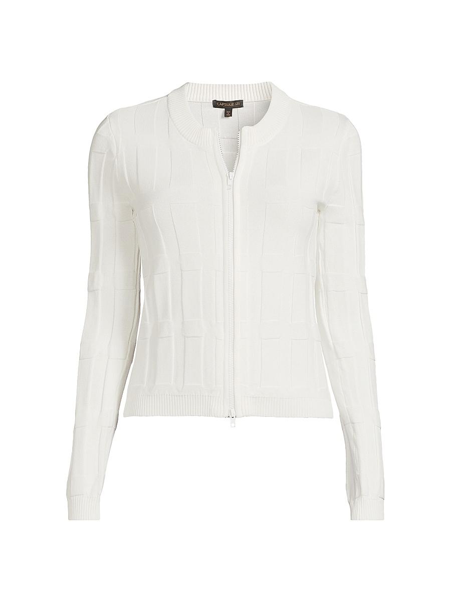 Womens The Aura Grid Embossed Front-Zip Sweater Product Image