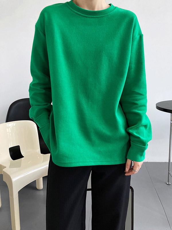 3 Colors Loose Casual Solid Color Split-Side T-Shirt Top Product Image