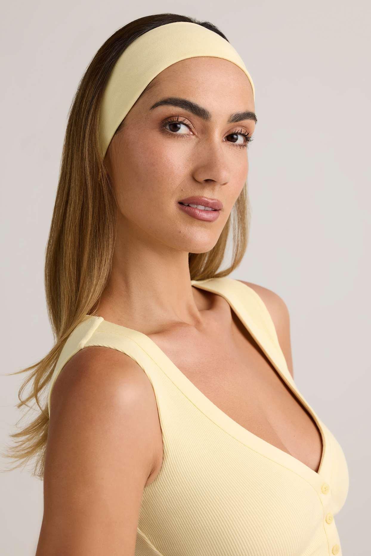 Modal Ribbed Headband in Buttercream Yellow Product Image