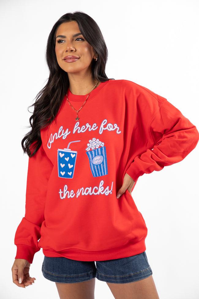 Only Here For The Snacks Red Graphic Sweatshirt Product Image