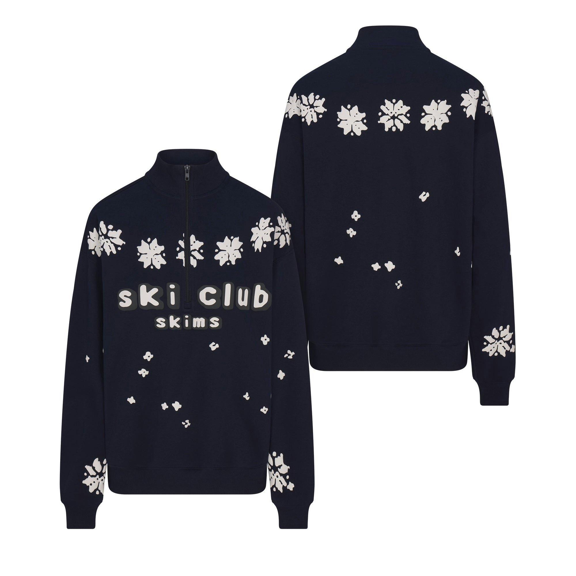 CACTUS PLANT FLEA MARKET X SKIMS COTTON FLEECE OVERSIZED QUARTER ZIP | NAVY SKI CLUB PRINT Product Image